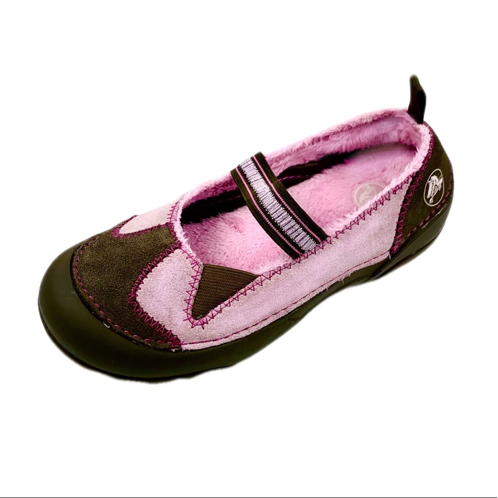Crocs Big Girls Size 2 Brown & Pink Suede MaryJane